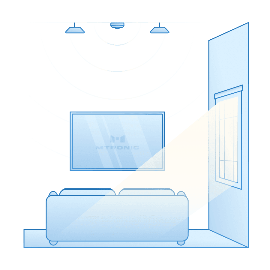 Light Sensing in living room on a sunny day using MTronic's Motion and Light Sensor