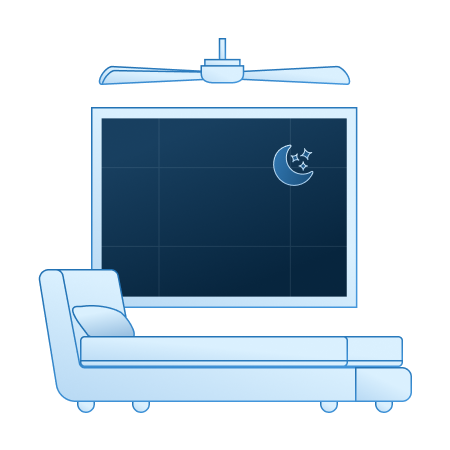 A room with fan controlled by MTronic Smart Dimmer