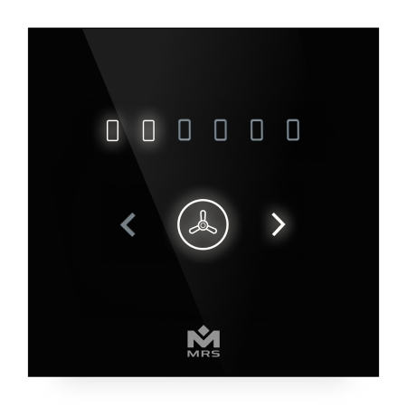 A black 2D illustration of the smart fan dimmer by MTronic