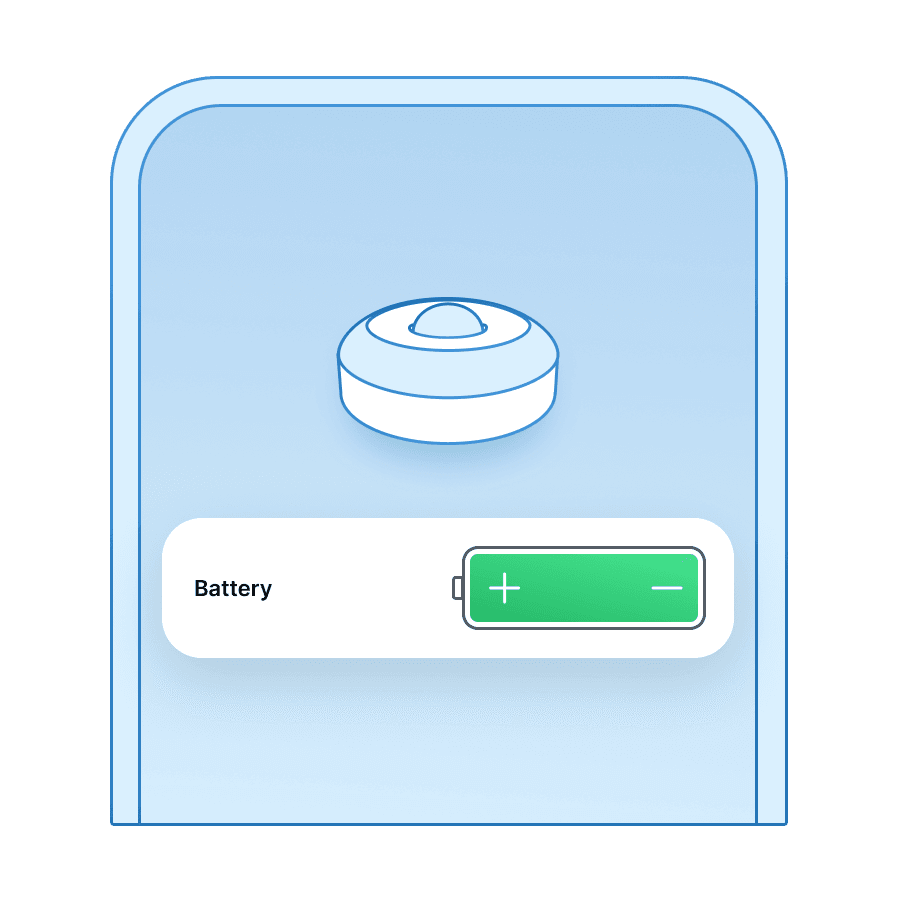 MTronic Motion and Light sensor's current battery level being shown on the MTronic App